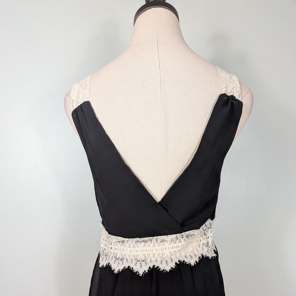 Vintage Charlotte Russe Babydoll Top M Black Lace Coquette Feminine Flowy Cream - Picture 5 of 10